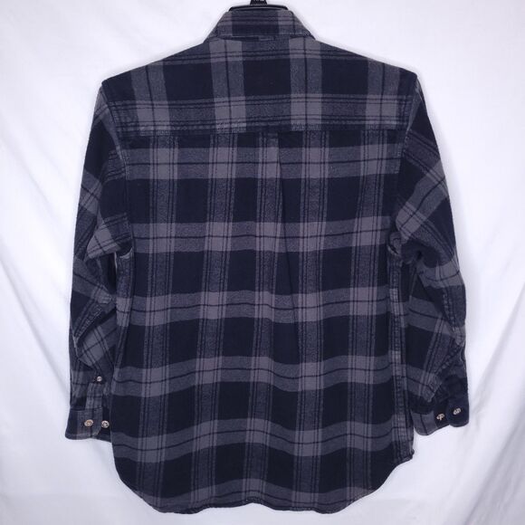 Field & Stream Flannel Shirt Mens Medium Plaid Navy Outdoor Heavyweight - Picture 5 of 9